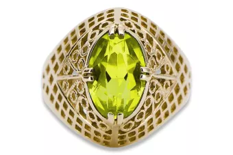 Кольцо Винтаж украшения Желтый перидот 14-кв Желтое золото vrc030y